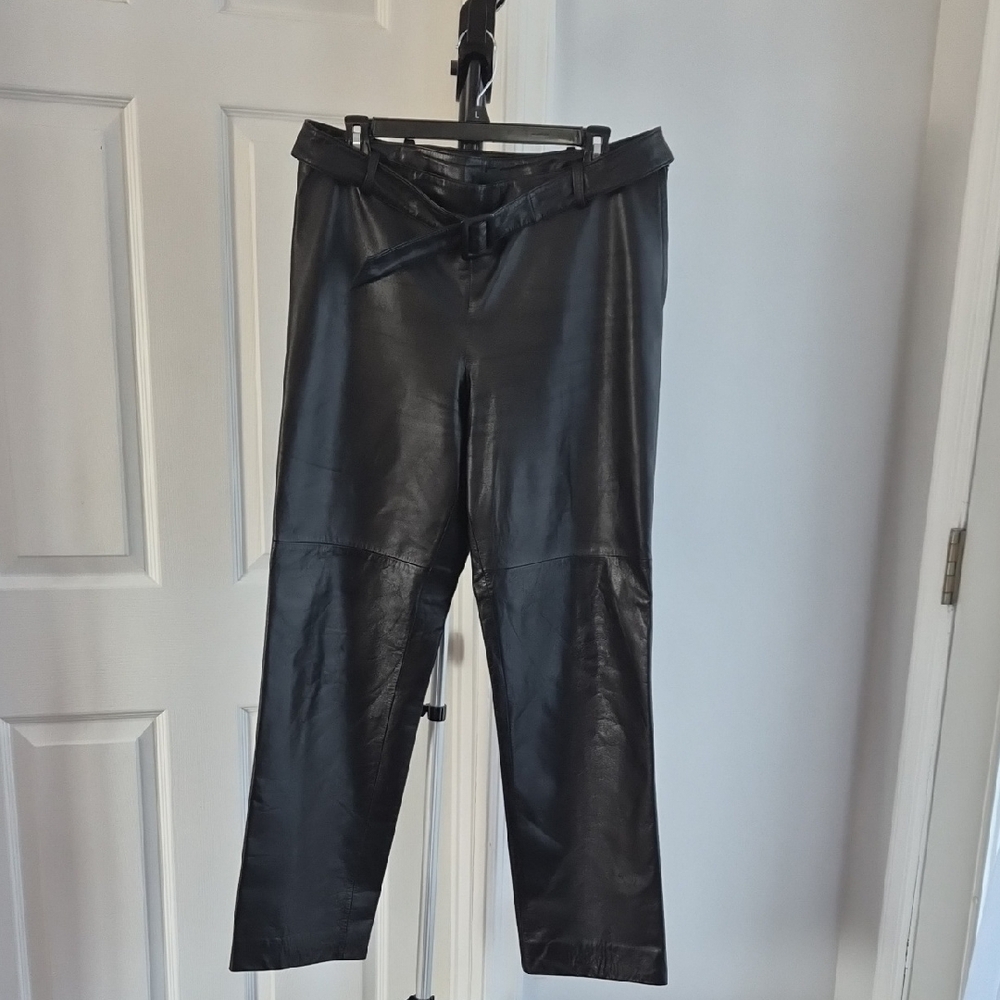 Danier Black Leather Trousers with Belt